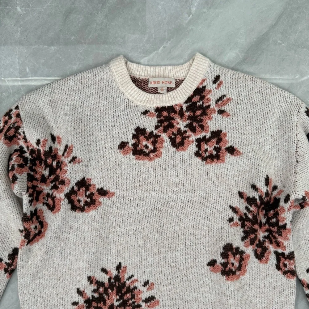 Women’s Knox Rose Floral Crew Neck Pullover Long Sleeve Sweater Size XS